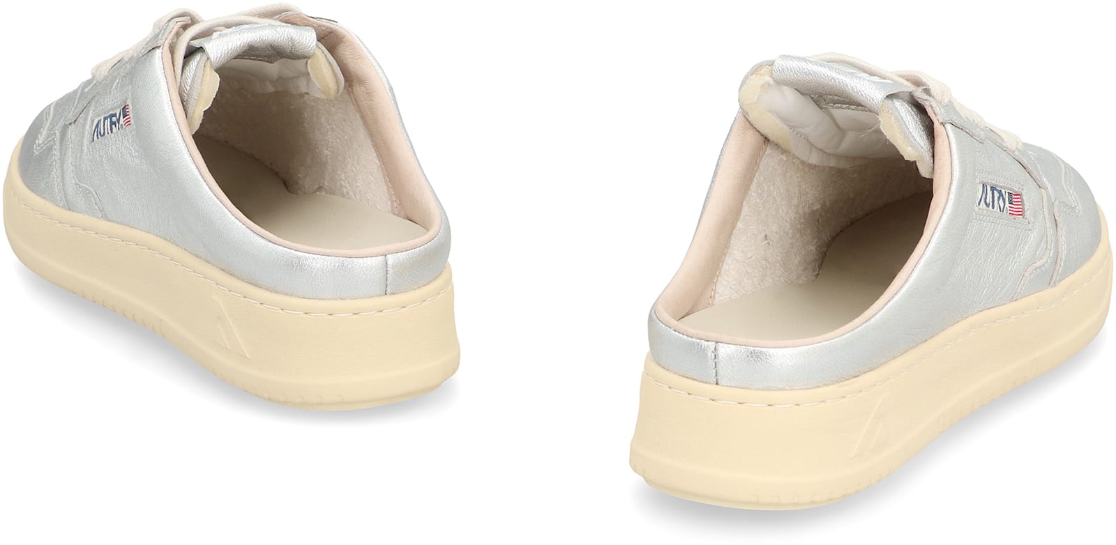Autry Medalist Slip-on Leather Sneakers In Silver