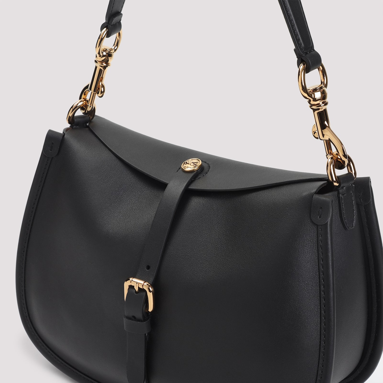 Etro Buckle-fastening Extra-large Leather Shoulder Bag In Black