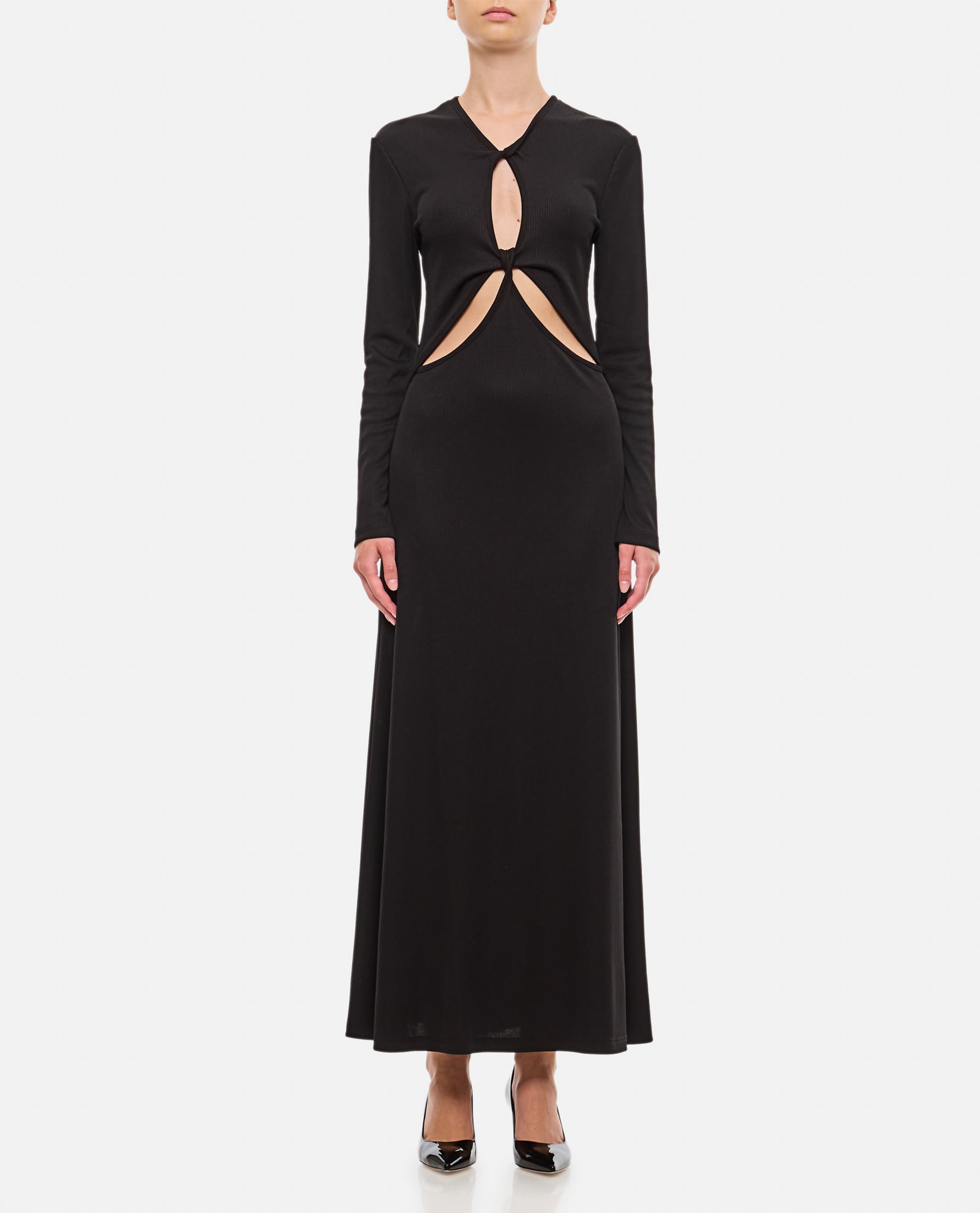 Shop Christopher Esber Open Twist Anglaise Dress In Black