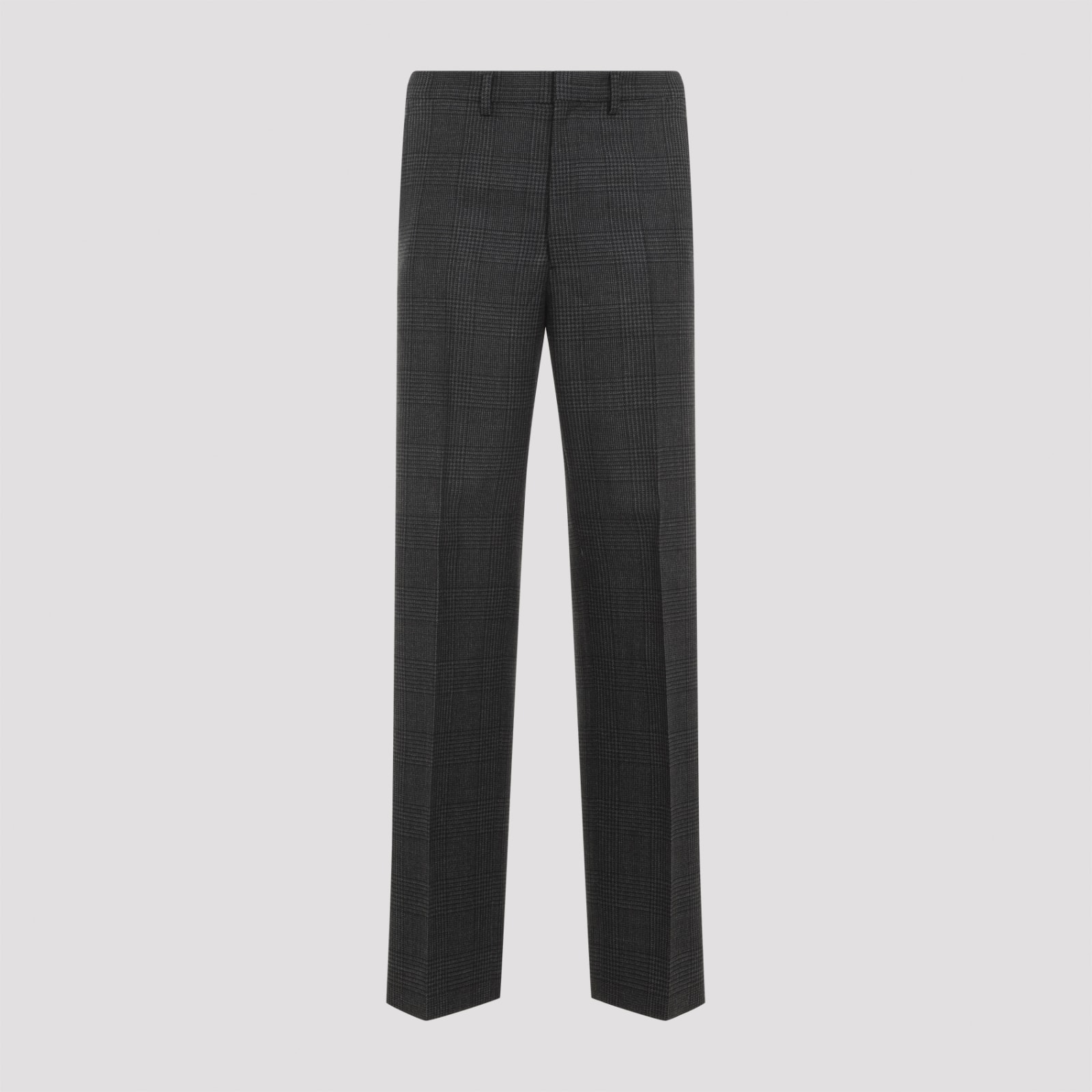Prada Checkered Pattern Trousers Belt Loops Back Pockets In Antracite