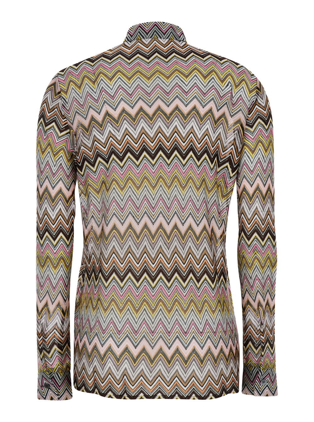 Shop Missoni Multicolor Shirt With Classic Collar And All-over Zig Zag Motiv In Viscose Woman