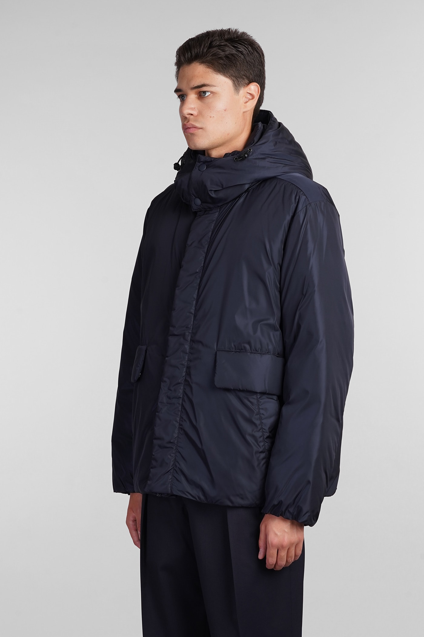 Shop Aspesi Byron Puffer In Blue Polyamide