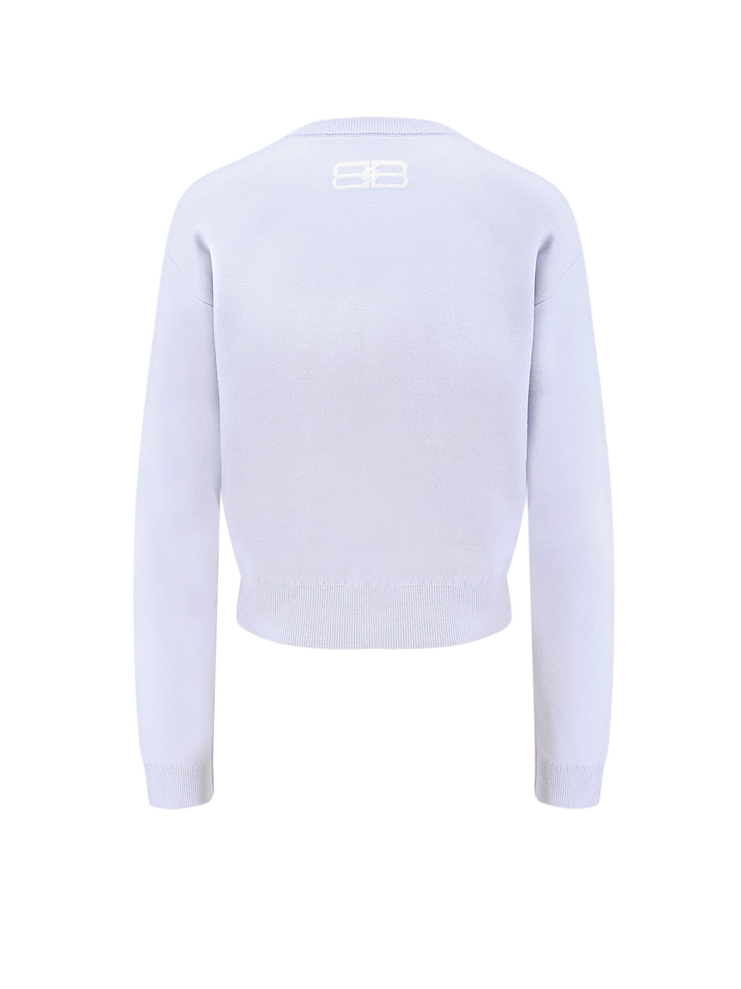 Balenciaga Women Wool And Cotton Blend Sweater In Blue