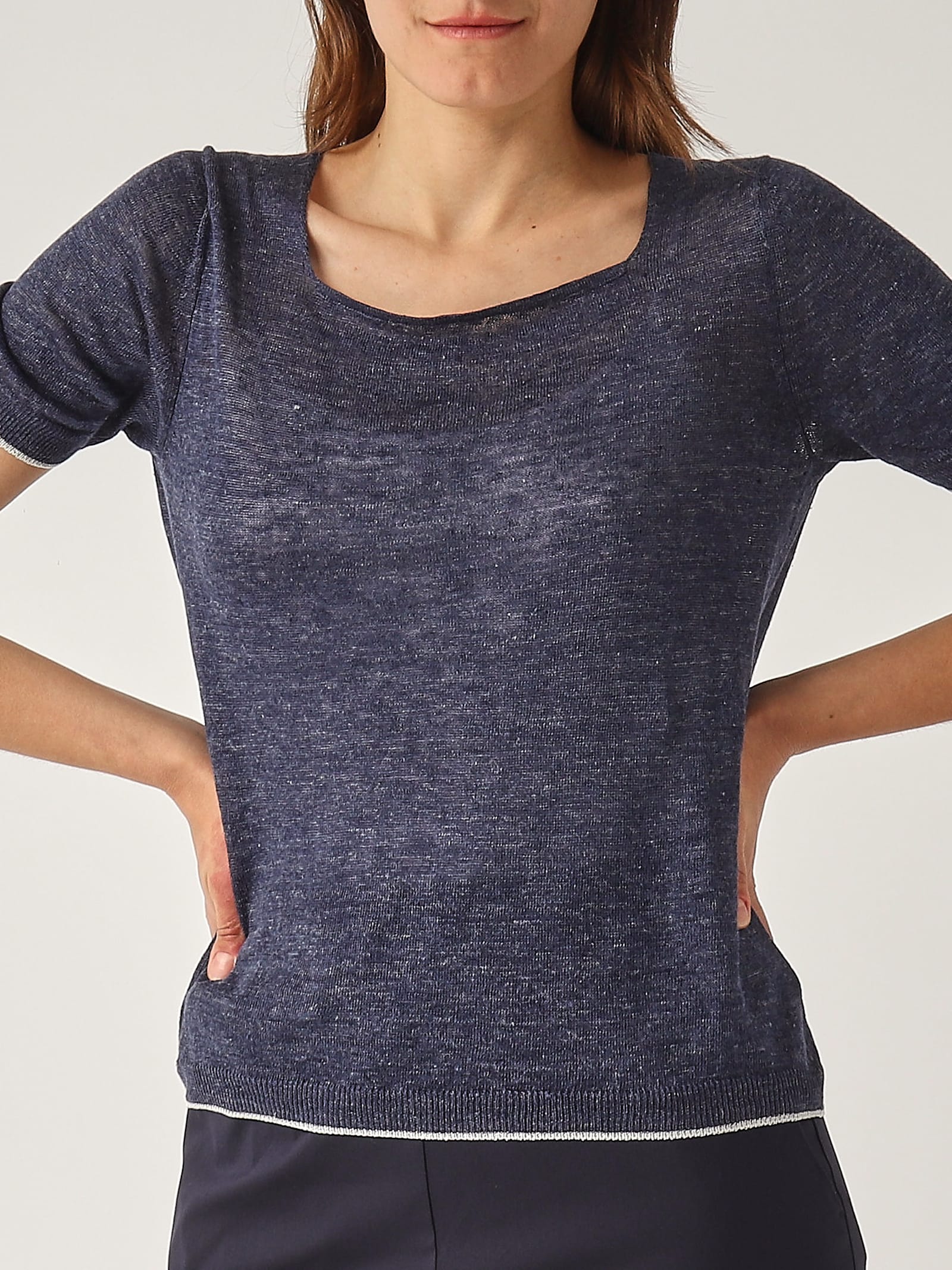 Gran Sasso Pullover M/m Bordi Lurex Sweater In Blue