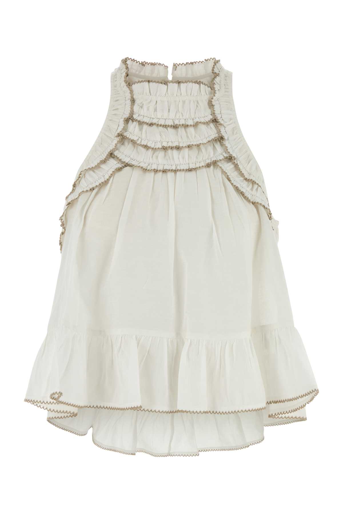 Isabel Marant Étoile Carlee Top With Frilled Hem And Keyhole Back In White