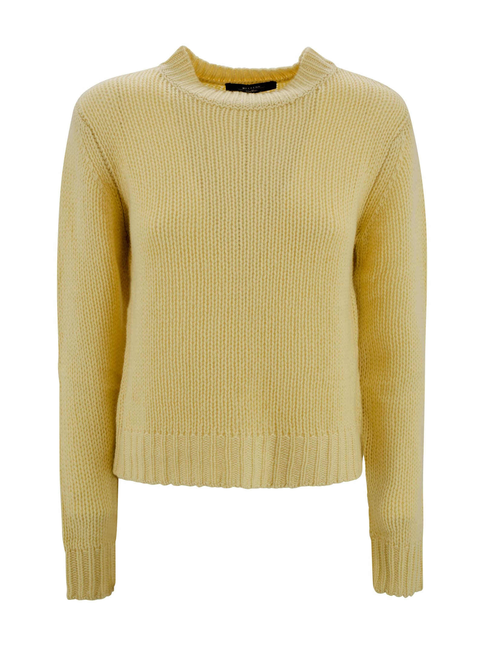 Shop Weekend Max Mara Cashmere Crew-neck Sweater In Yellow