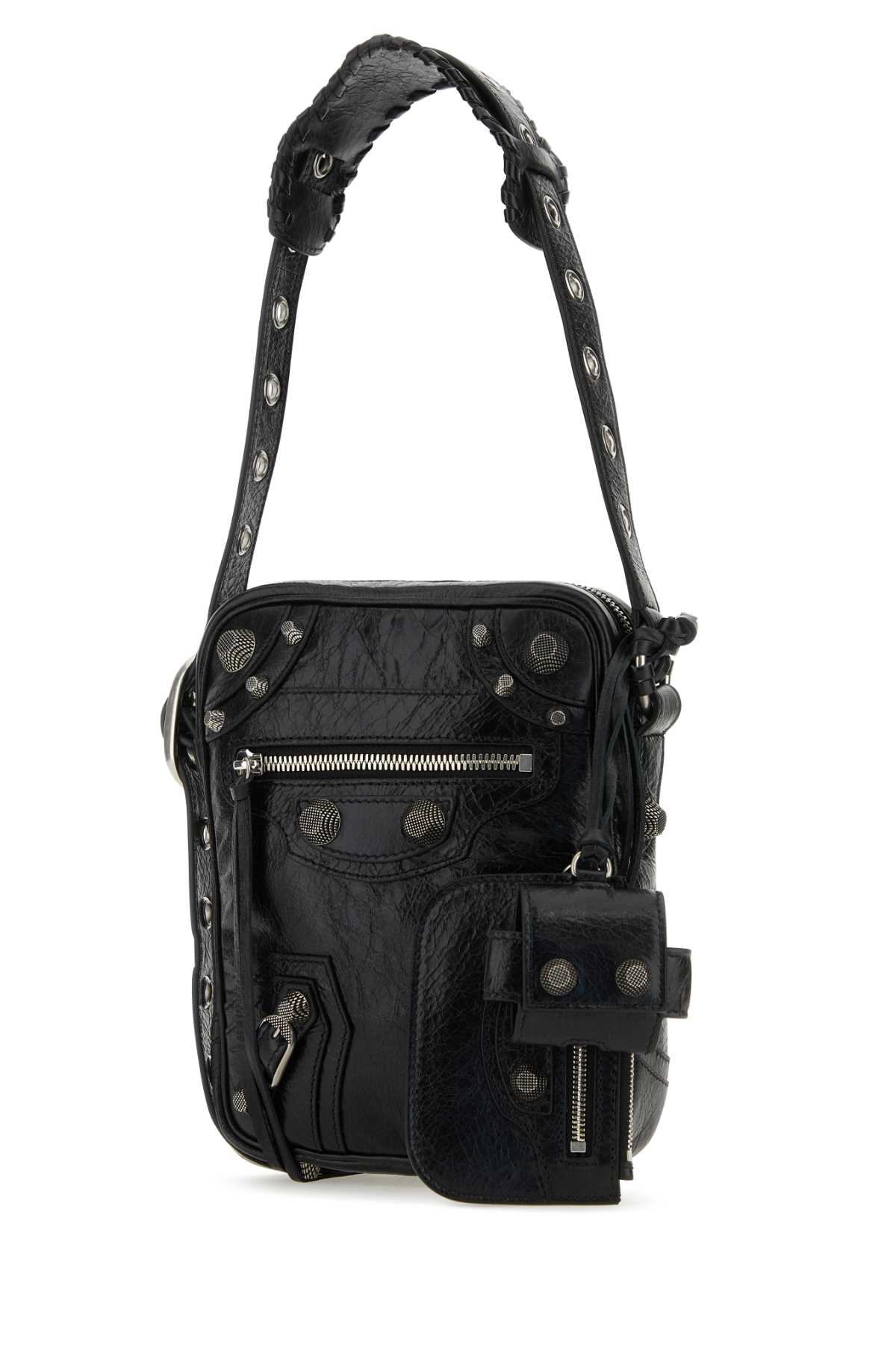 Shop Balenciaga Black Leather Le Cagole Men Crossbody Bag In 1000