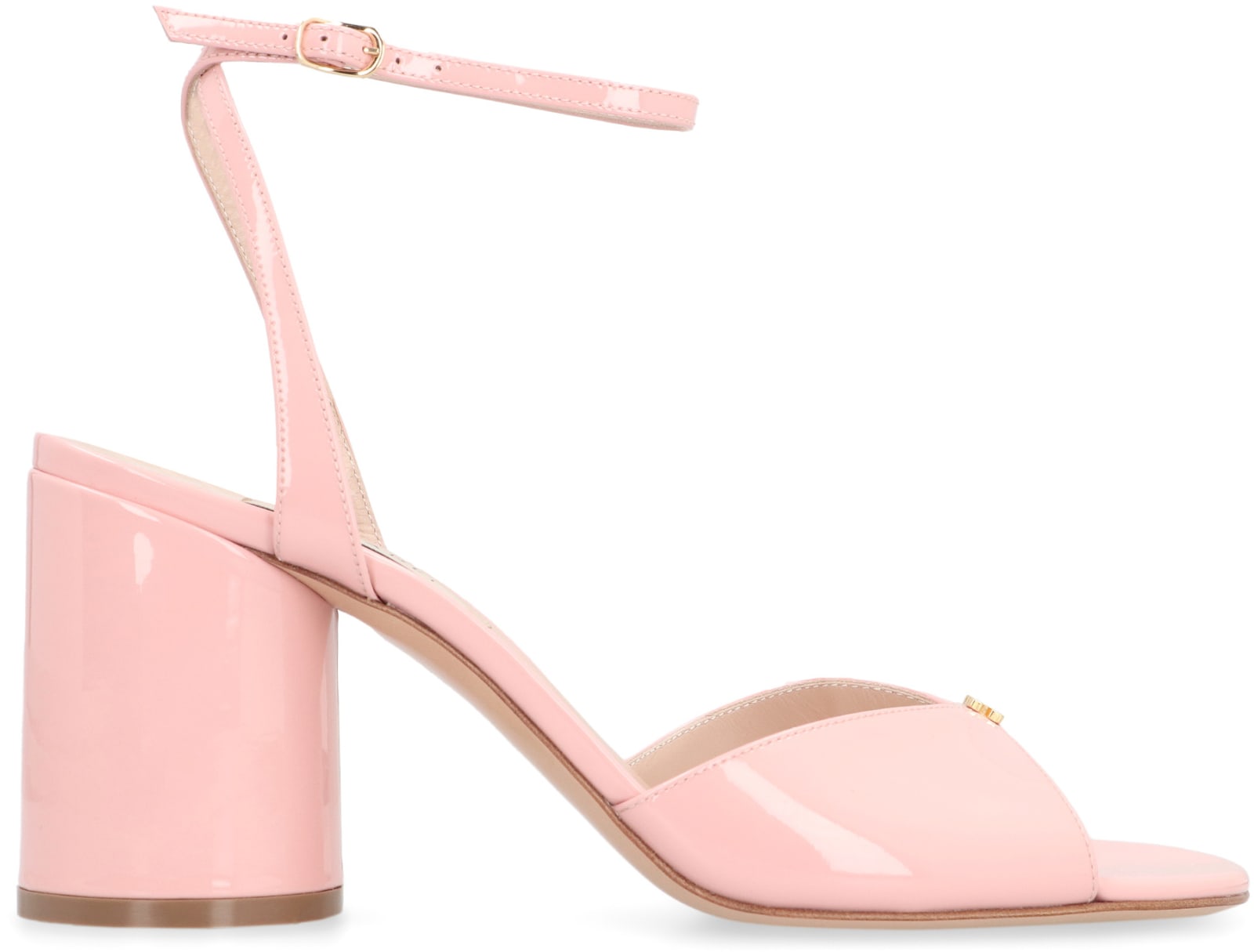 Shop Casadei Tiffany Patent Leather Sandals In Pink