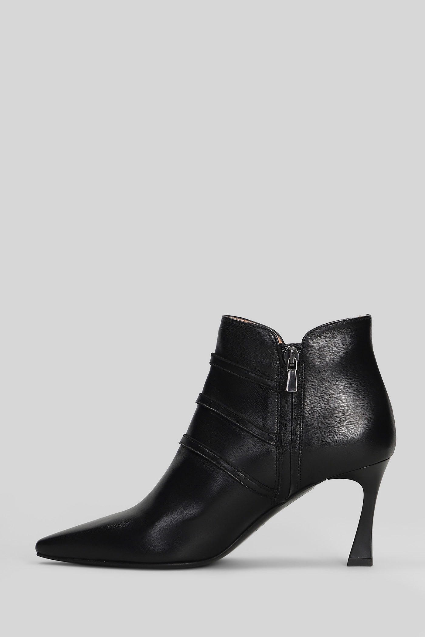 The Seller High Heels Ankle Boots In Black Leather In Black