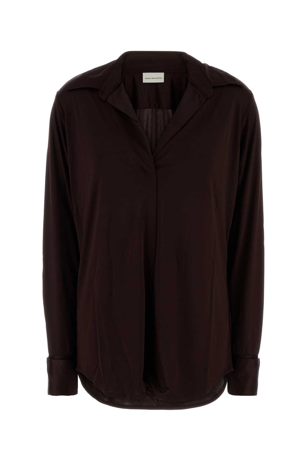 Dries Van Noten Grape Viscose Hulindra Shirt In Burgundy