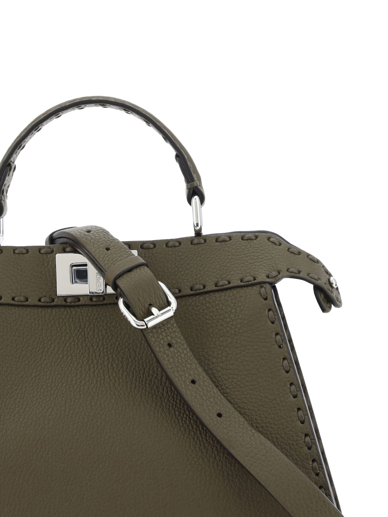 Shop Fendi Peekaboo Handbag In Brown