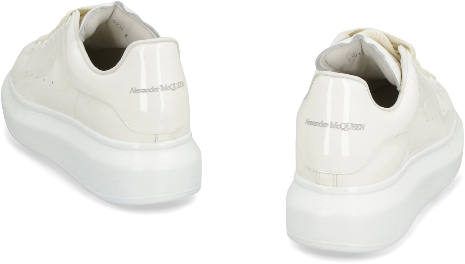 Shop Alexander Mcqueen Larry Patent Leather Sneakers In White