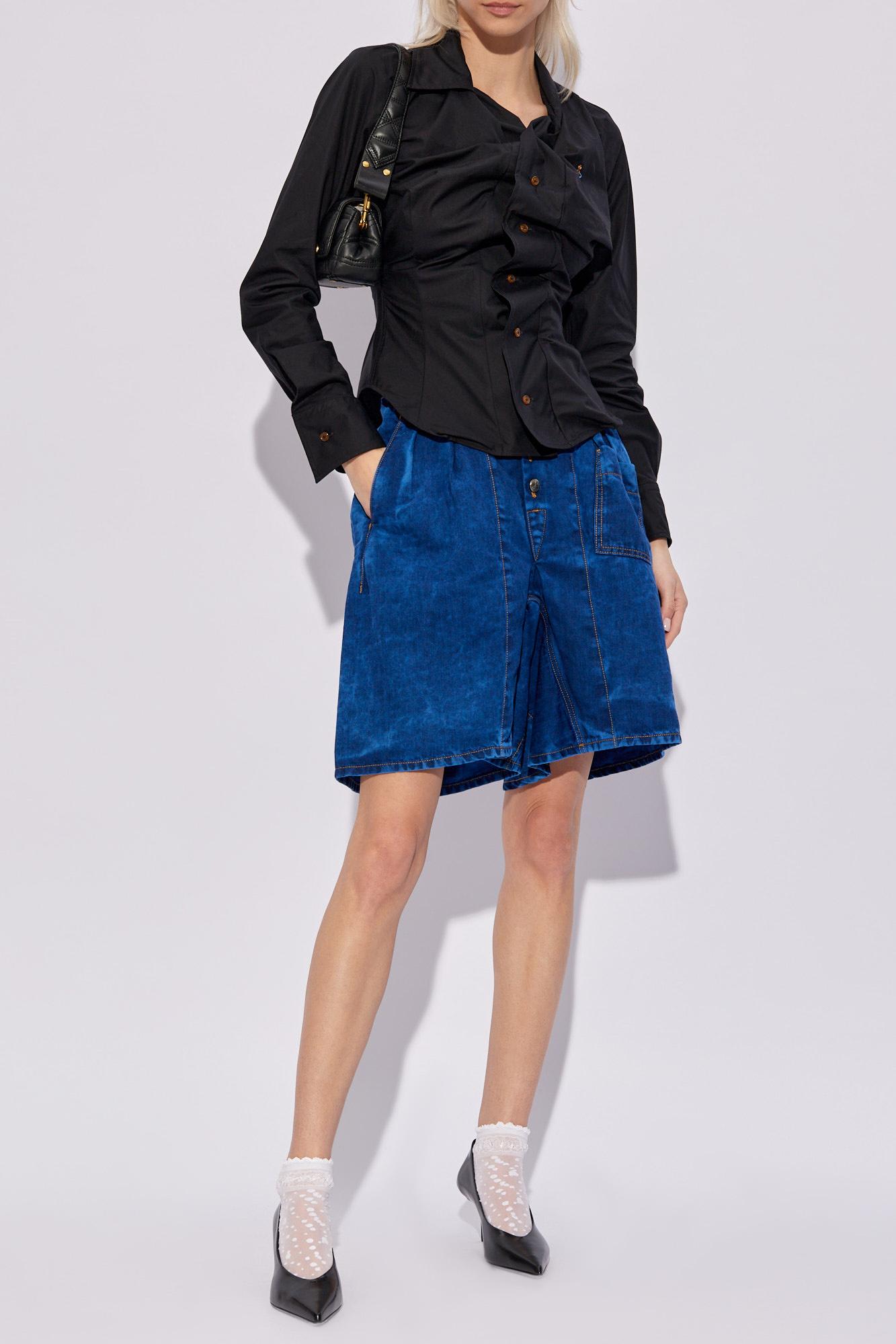 Vivienne Westwood Long Sleeve Collared Top With Cuffed Sleeves In Black