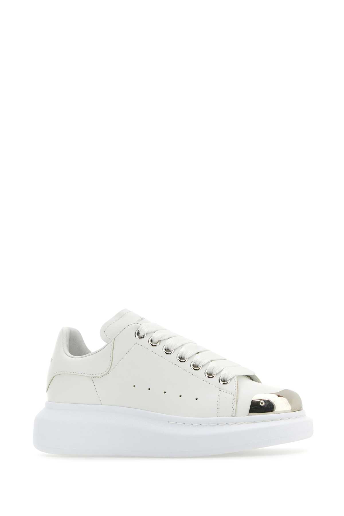 ALEXANDER MCQUEEN WHITE LEATHER SNEAKERS
