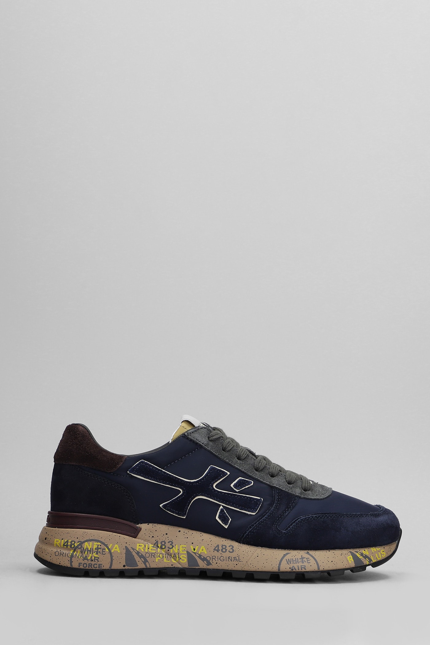 Shop Premiata Mick Sneakers In Blue Suede And Fabric