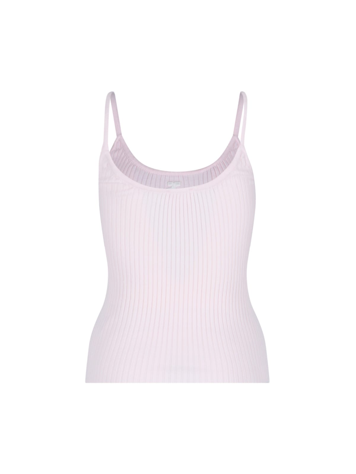 Shop Courrèges Logo Ribbed Top In Pink