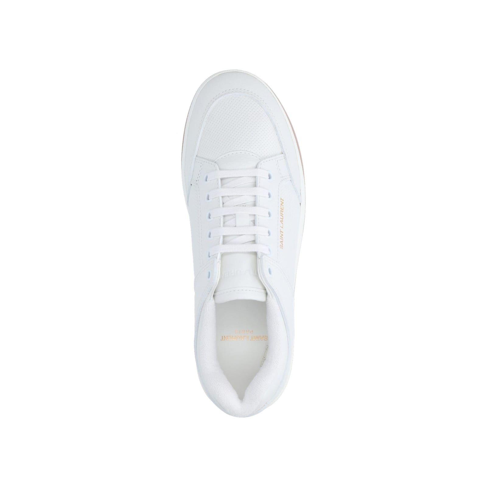 Shop Saint Laurent Leather Sneakers In White