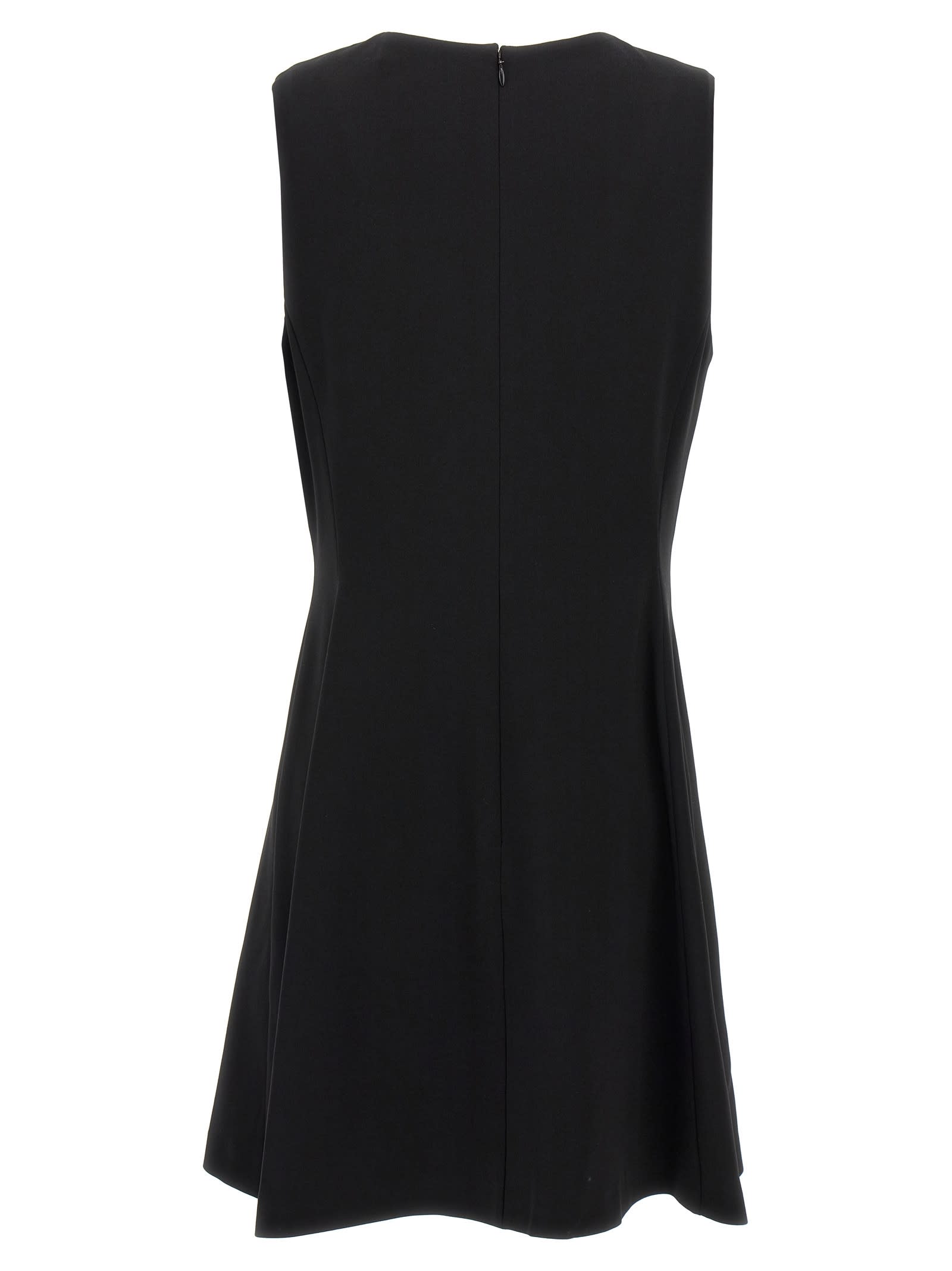 Theory Flare Dress Waist Round Neckline In Black