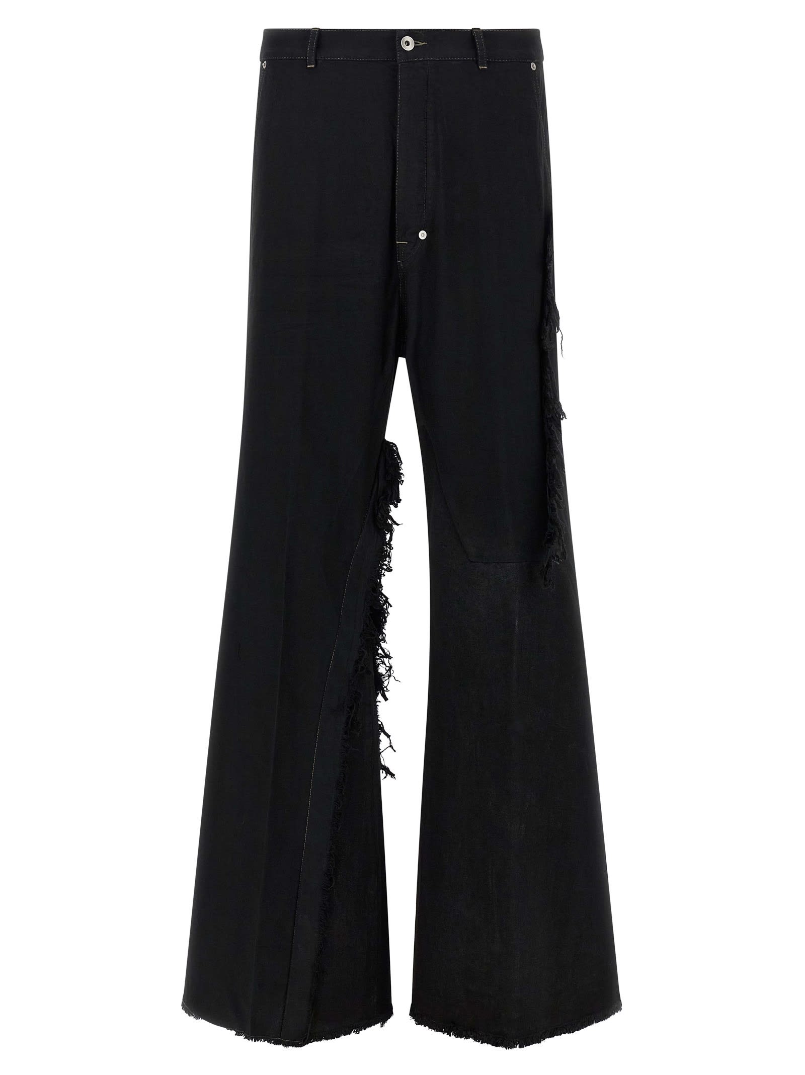 Rick Owens Casual Trousers With Frayed Detailing And Pockets In Black