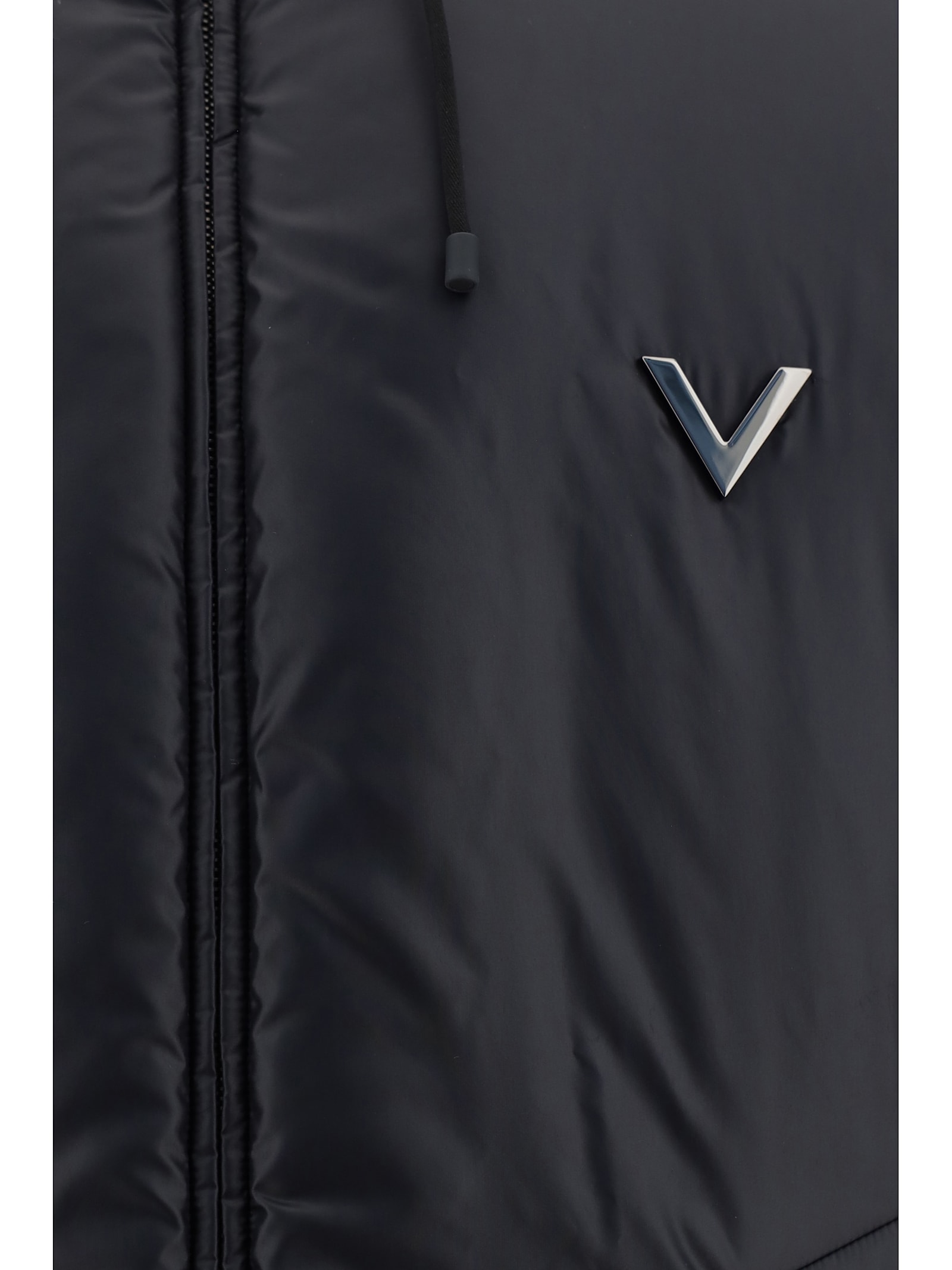 Shop Valentino Down Jacket In Nero