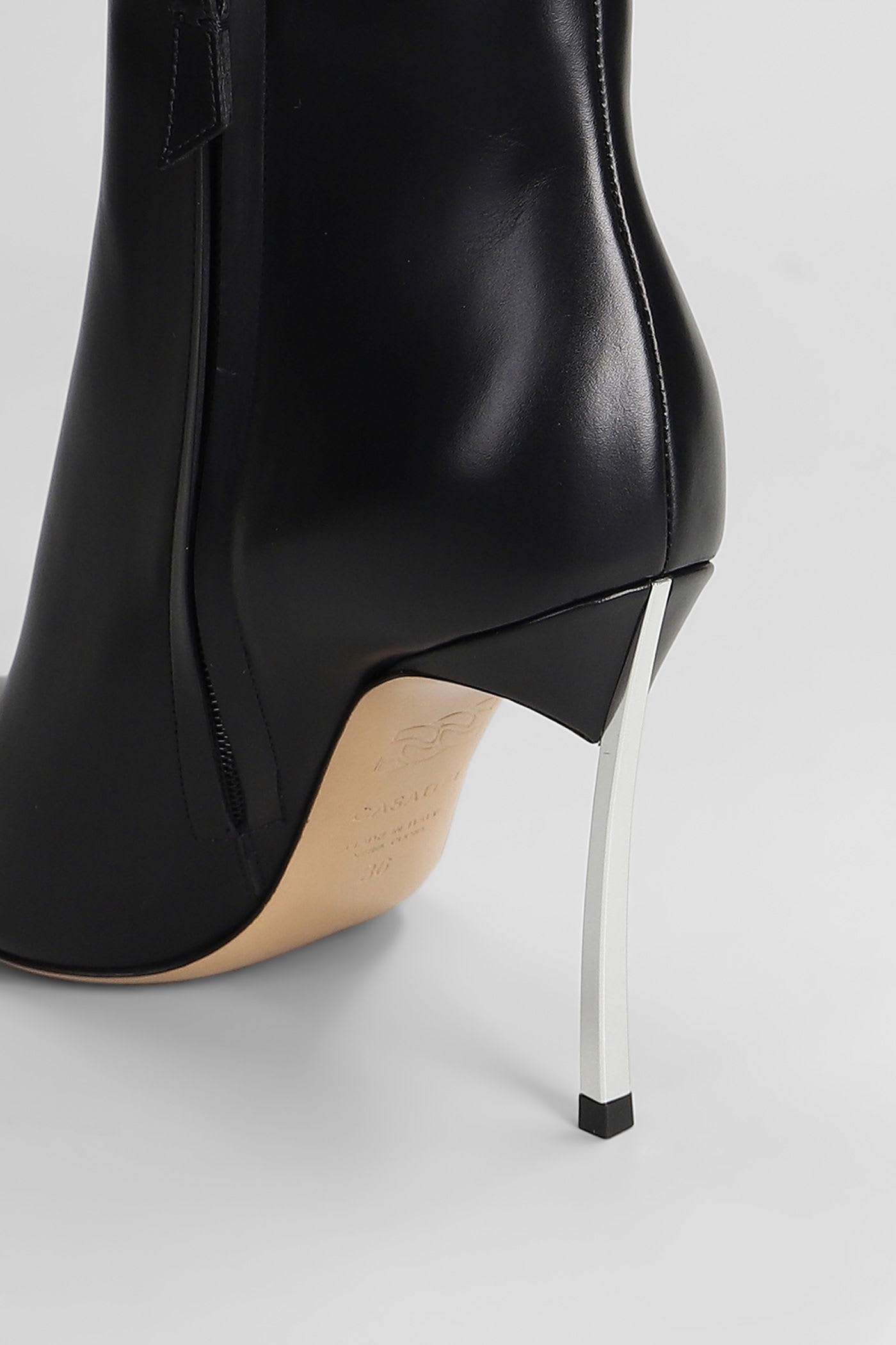 Casadei Blade High Heels Ankle Boots In Black Leather In Black