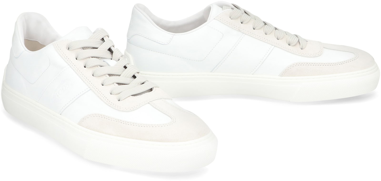 Shop Tod's Leather Lowtop Sneakers In White