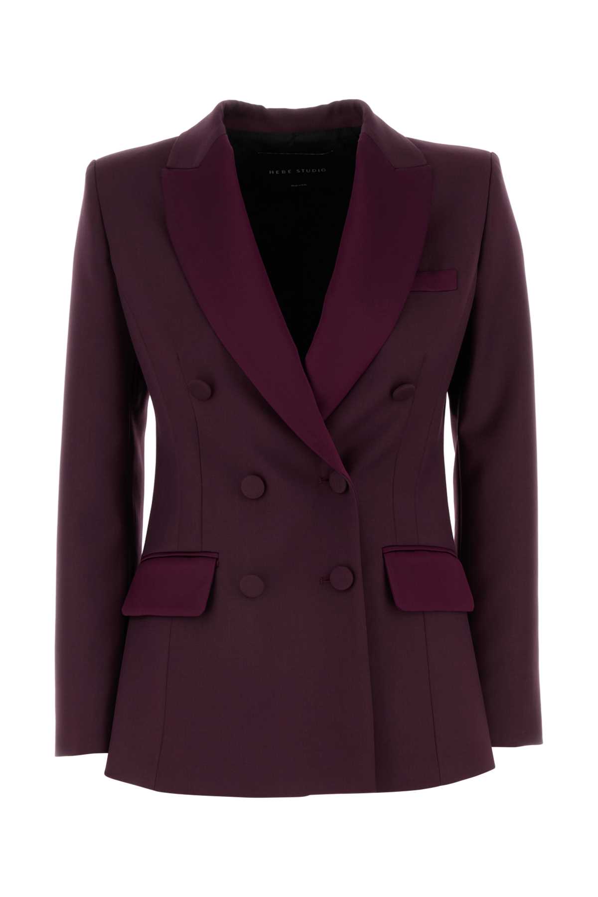 Shop Hebe Studio Burgundy Crepe The Georgia Blazer In Burgundysoftcrepe