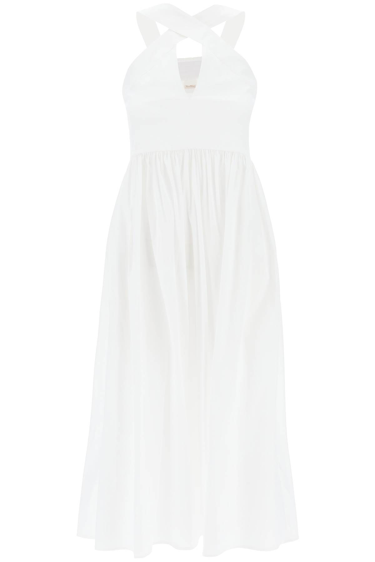 Shop Max Mara Stelvio Stretch Cotton Sundress With In Bianco (white)