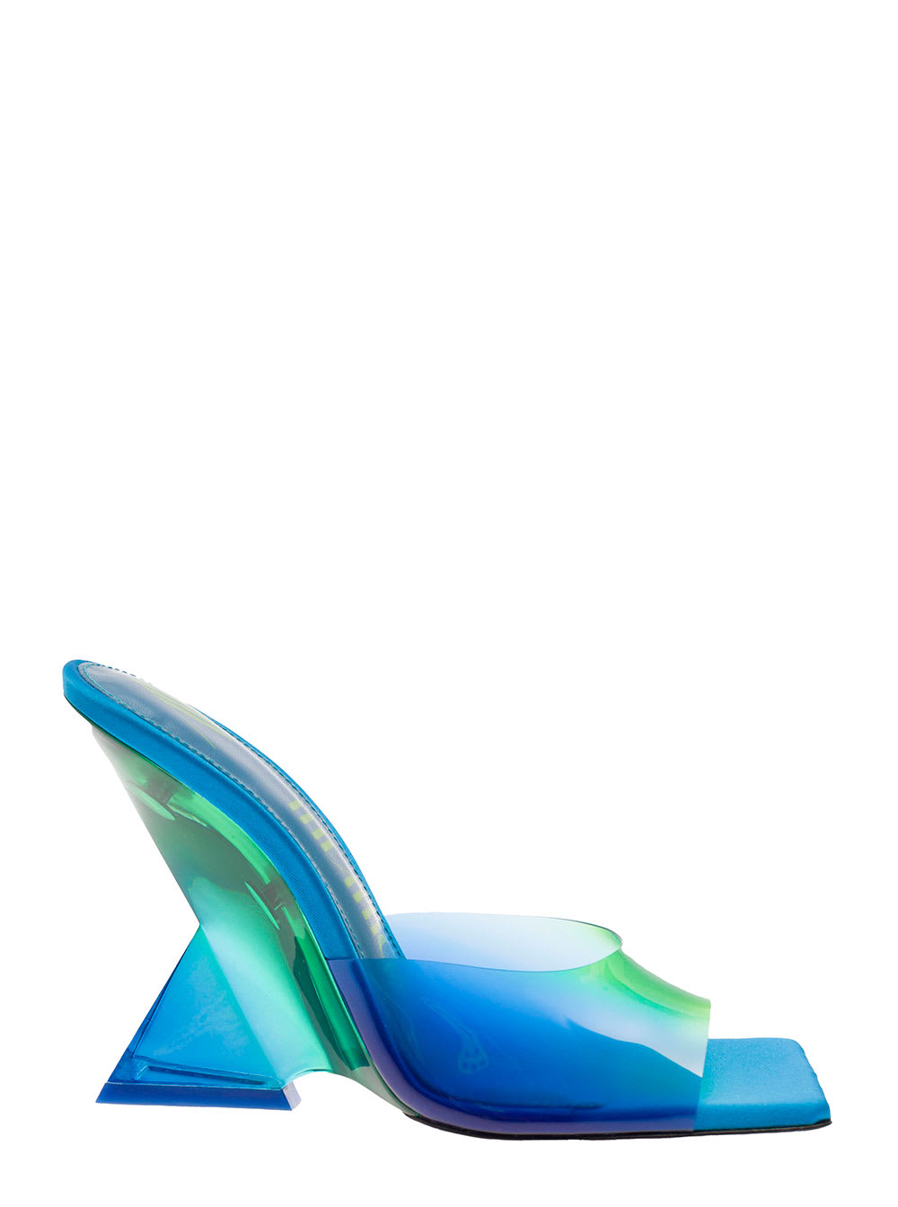 Shop Attico Cheope Degrade Blue Mules With Pyramidal Wedge In Pvc Woman