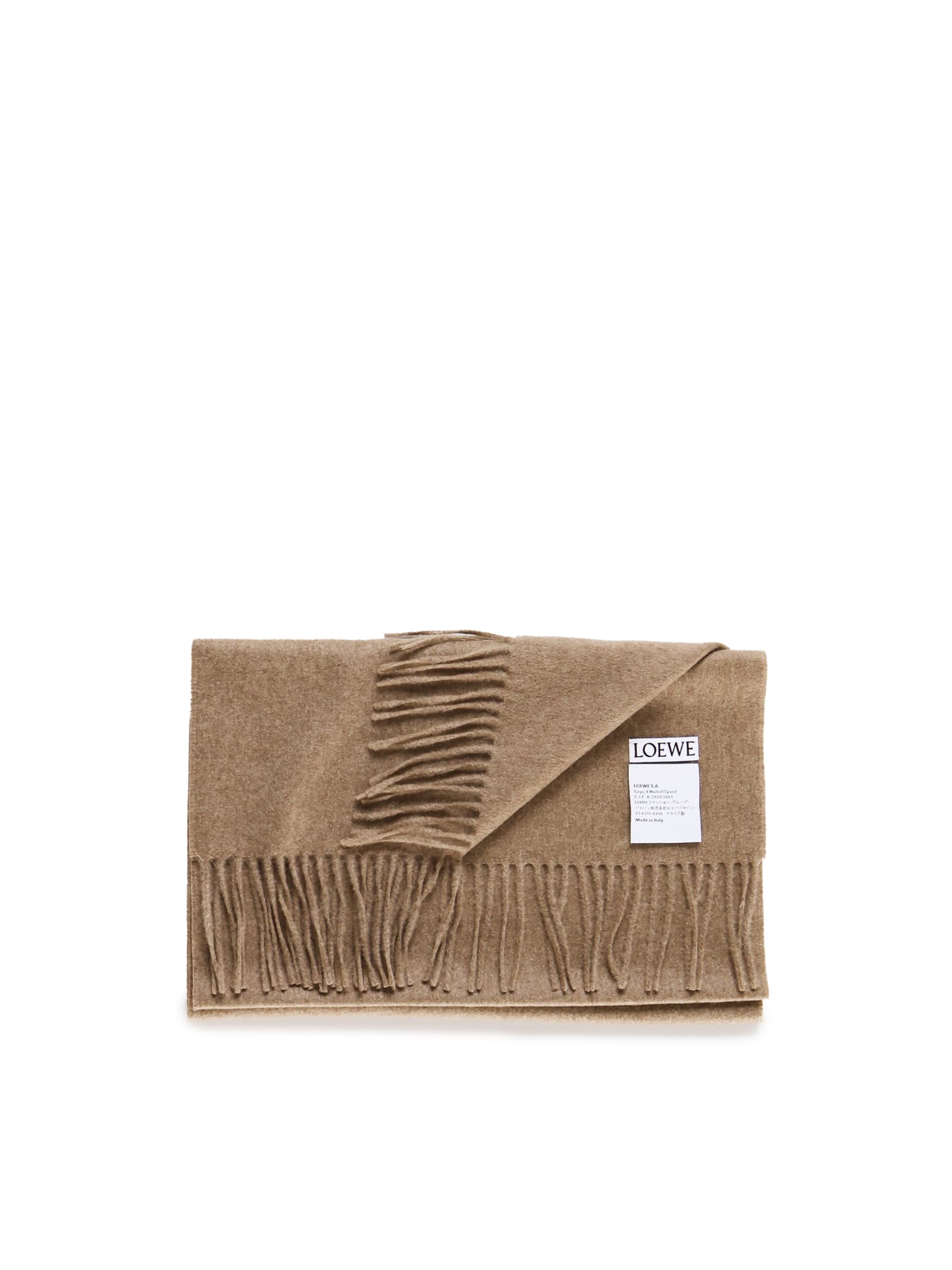 Shop Loewe Cashmere Scarf In Beige