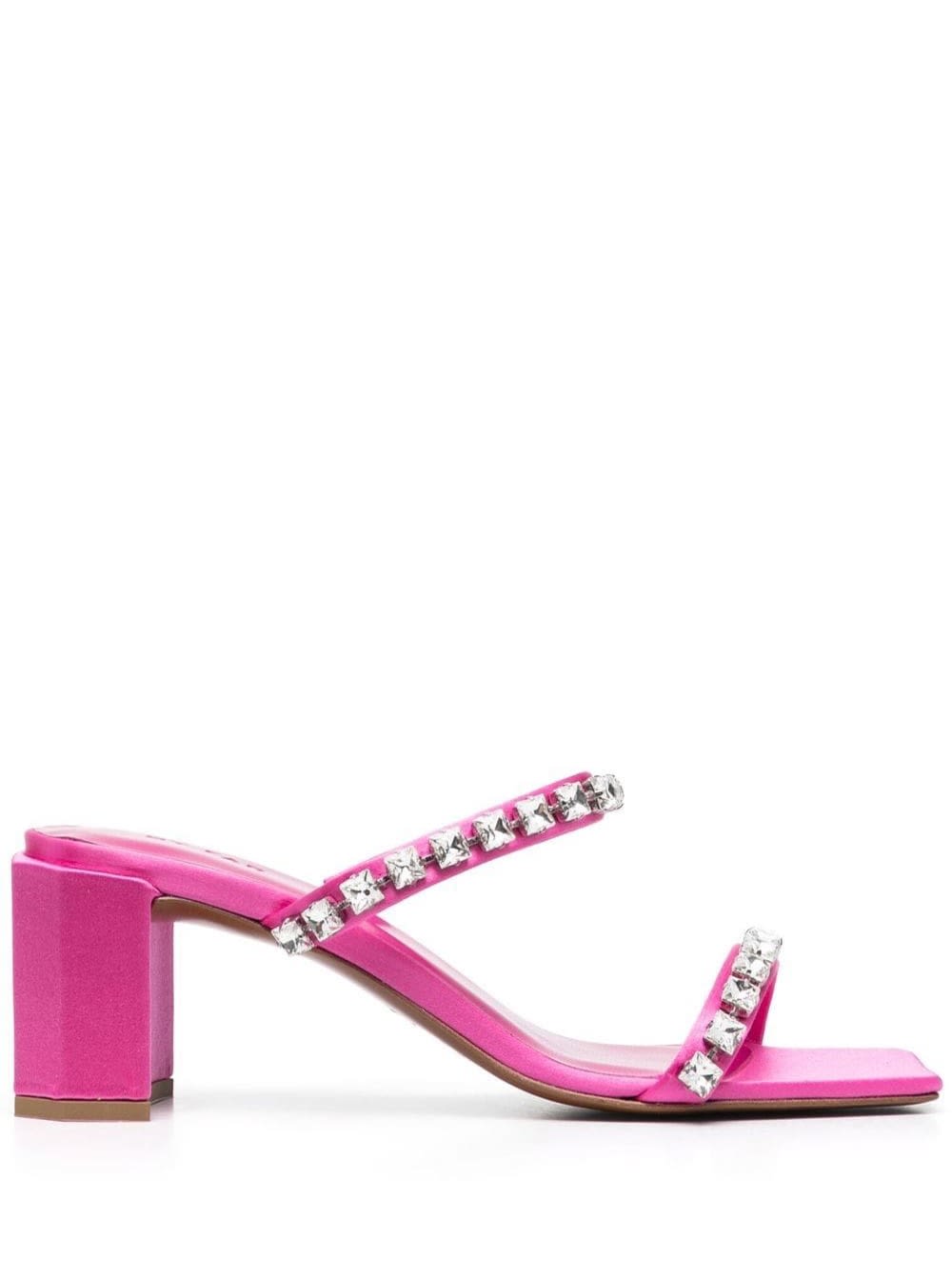 Shop By Far Fucsia Tanya Mules Sandals With Crystal Embellishment In Leather Woman In Pink