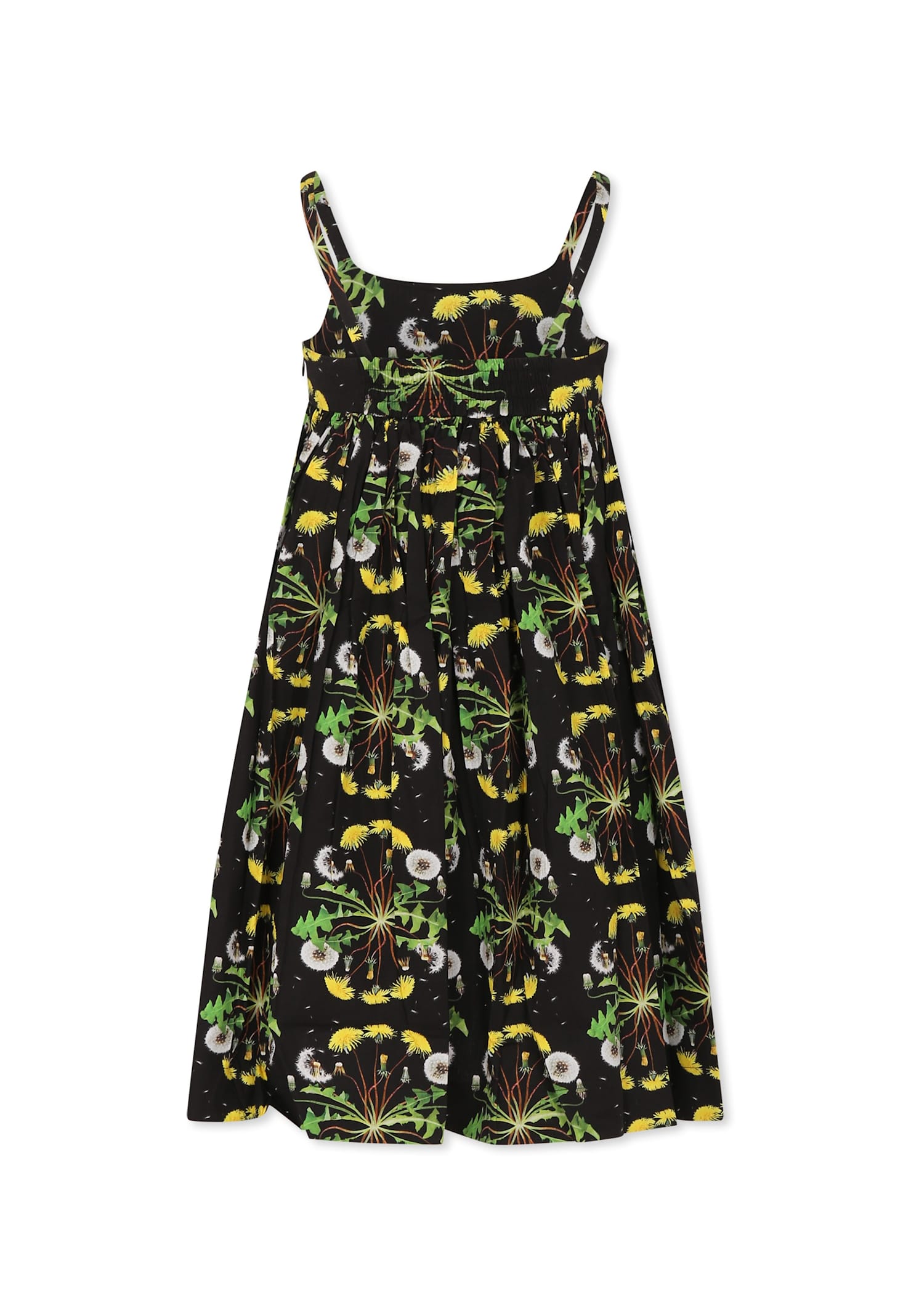Molo Black Dress For Girl With Flowers In Black