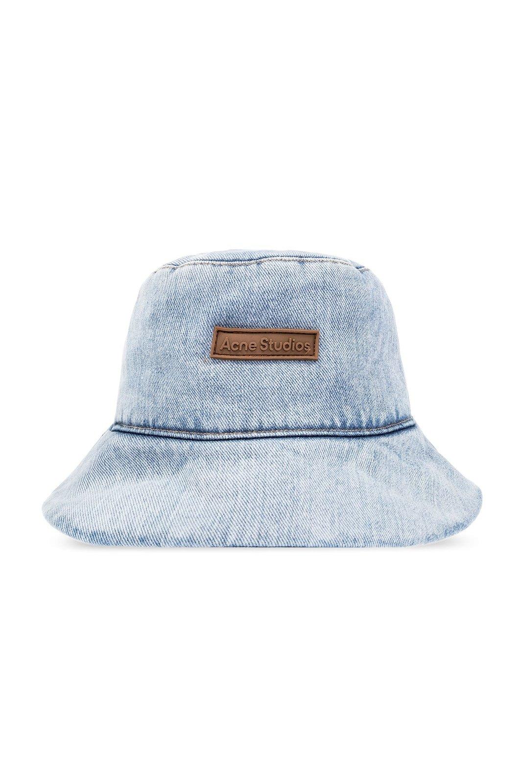 Shop Acne Studios Logo Patch Bucket Hat In Blue
