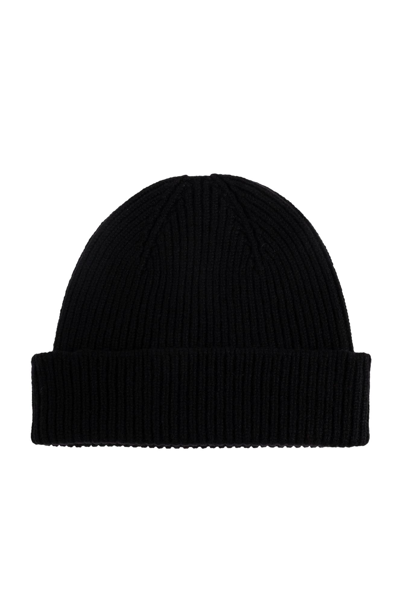 Paul Smith Ribbed Texture Hat Folded Cuff In Black