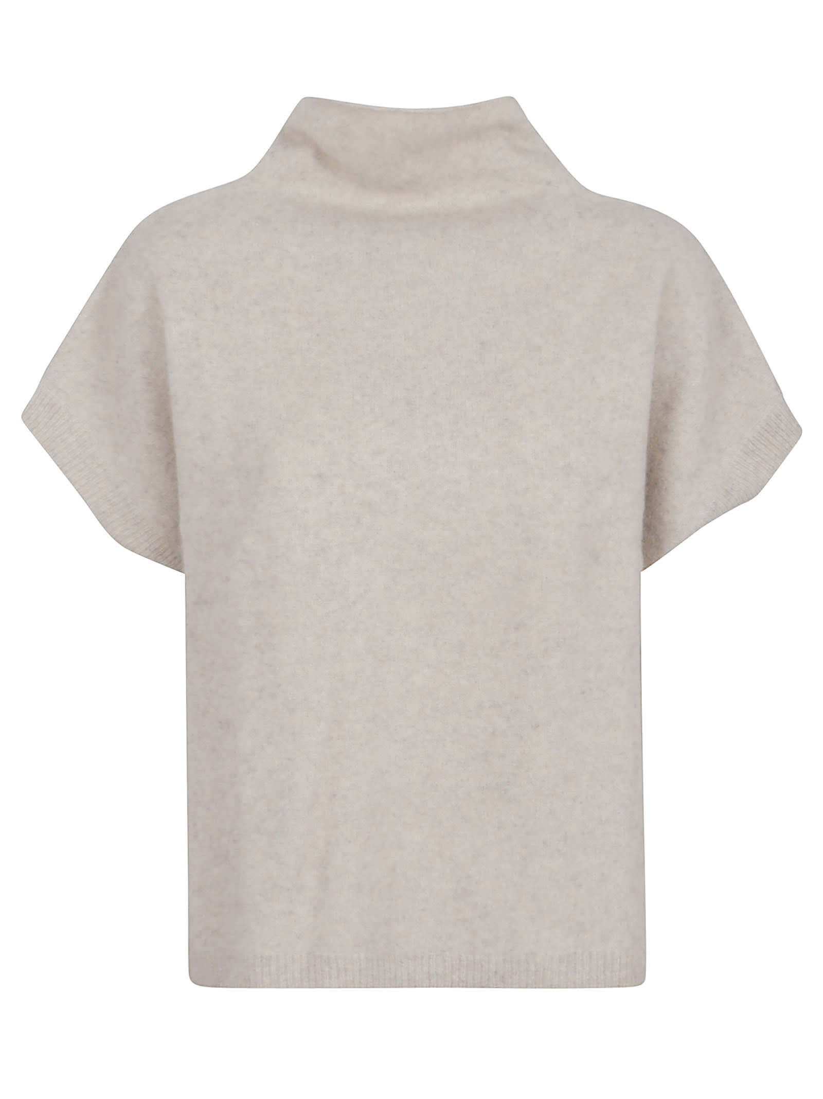 P.a.r.o.s.h Parosh High-neck Raccoon Sweater With Ribbed Trim In Brown