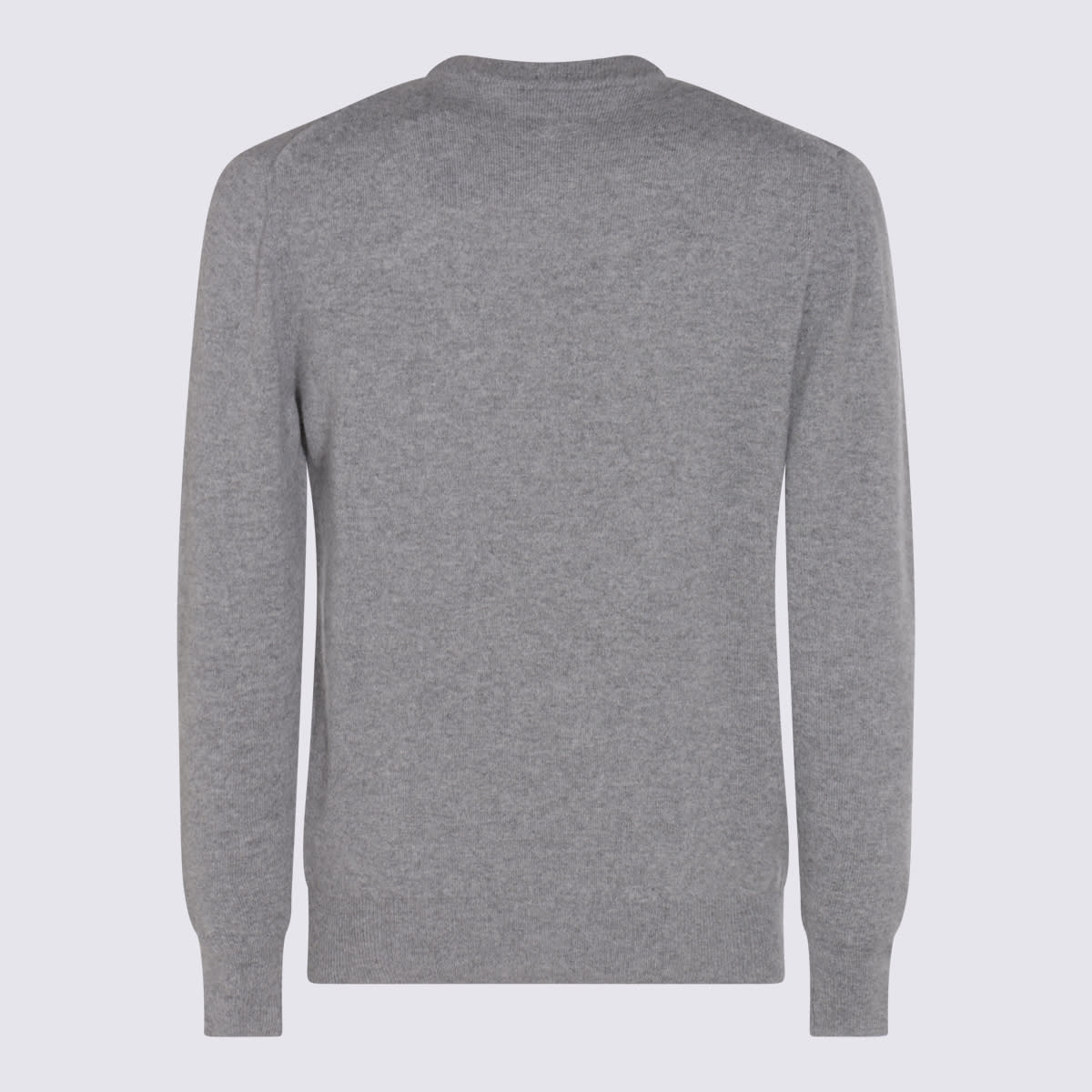 Lardini Long Sleeve Crew Neck Sweater With Ribbed Hem In Gray