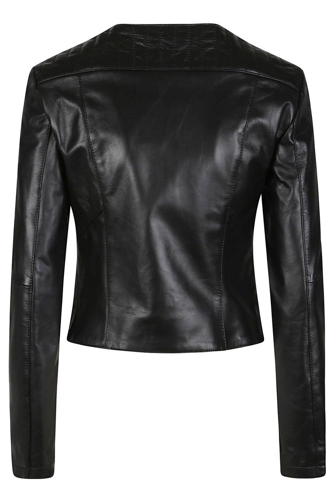 Patrizia Pepe Asymmetric Zip Jacket In Black