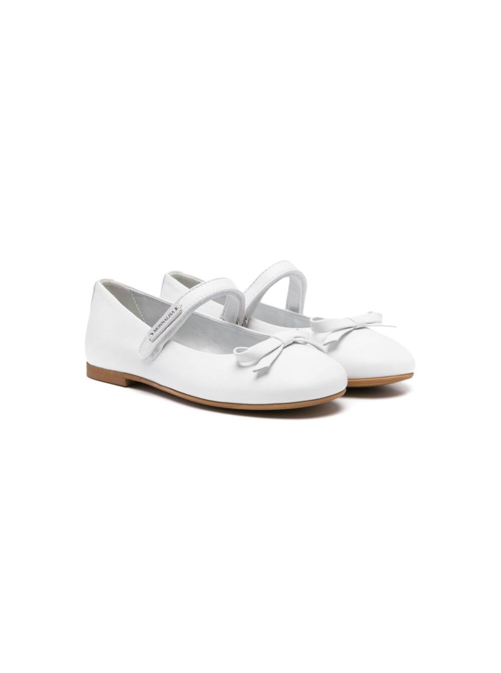 Monnalisa Ballerinas Aus Leder Mit Schleife In White