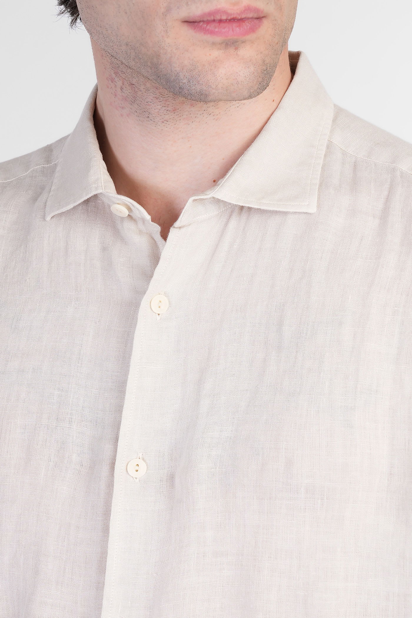 Mc2 Saint Barth Pamplona Shirt In Beige Linen In White