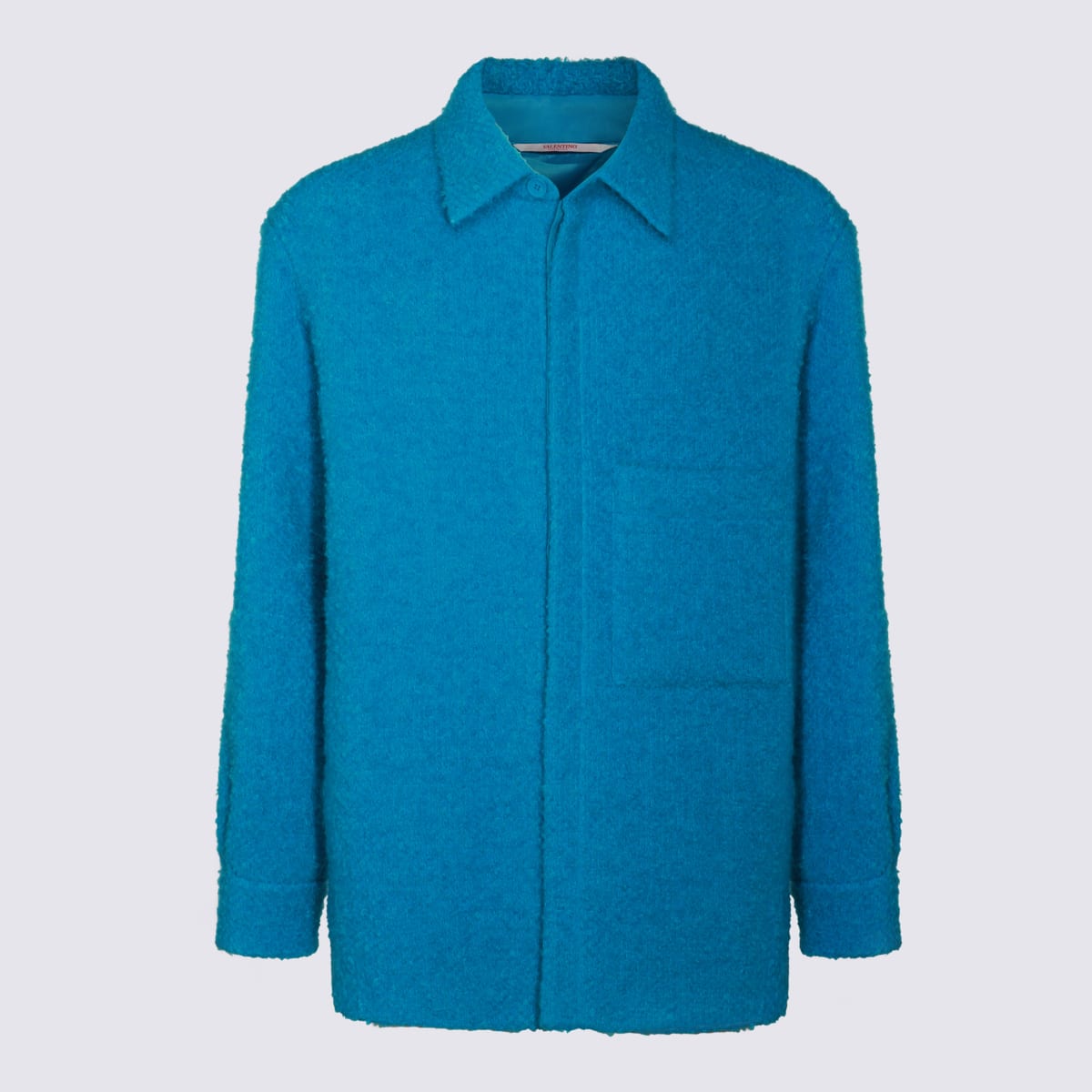 Shop Valentino Blue Wool Down Jacket