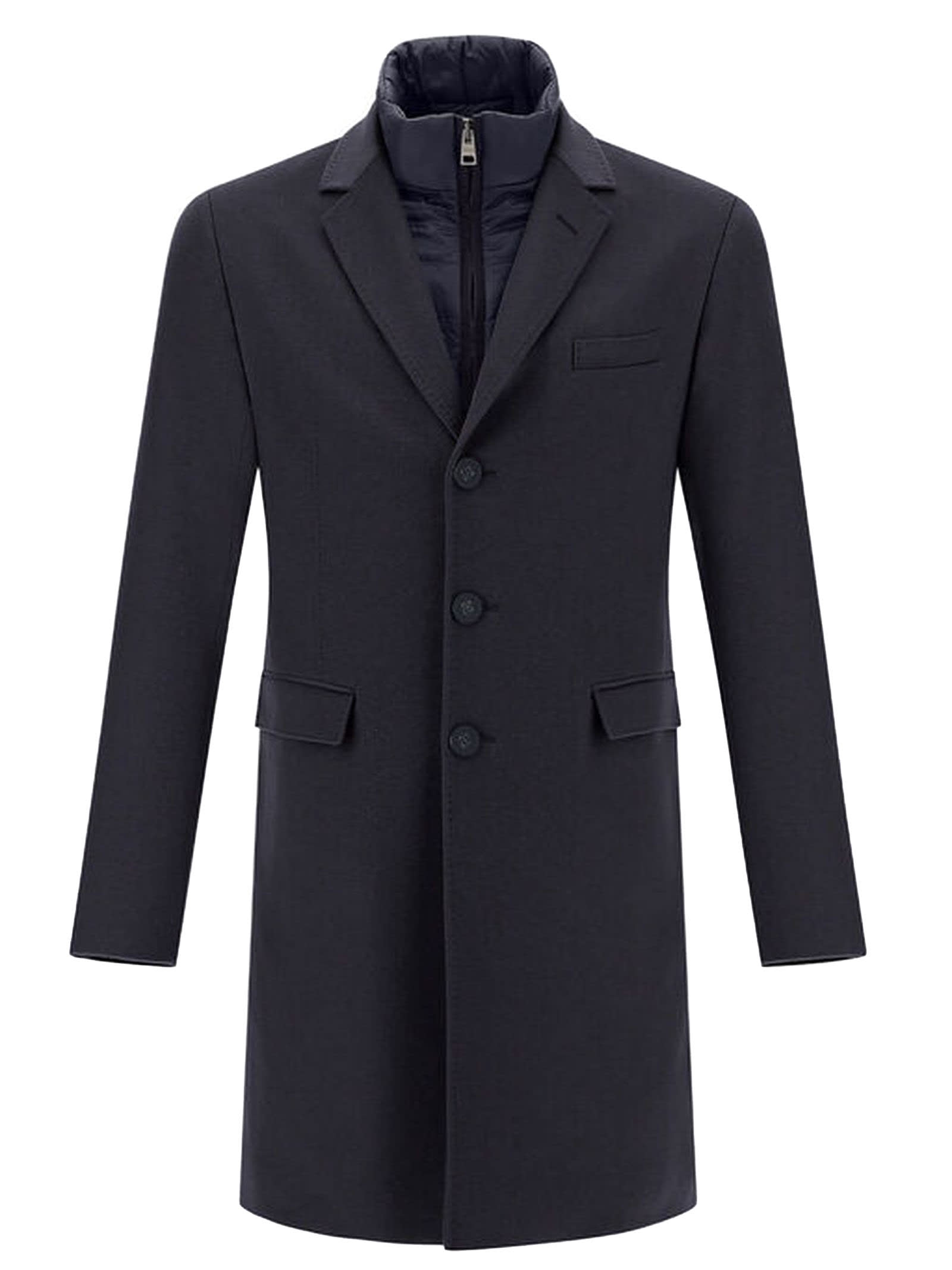 Herno Coat In Blue Pure Cashmere