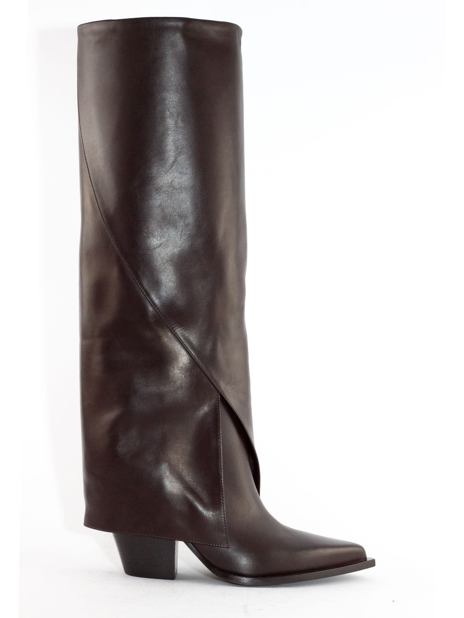 Dark Brown Leather High Boot