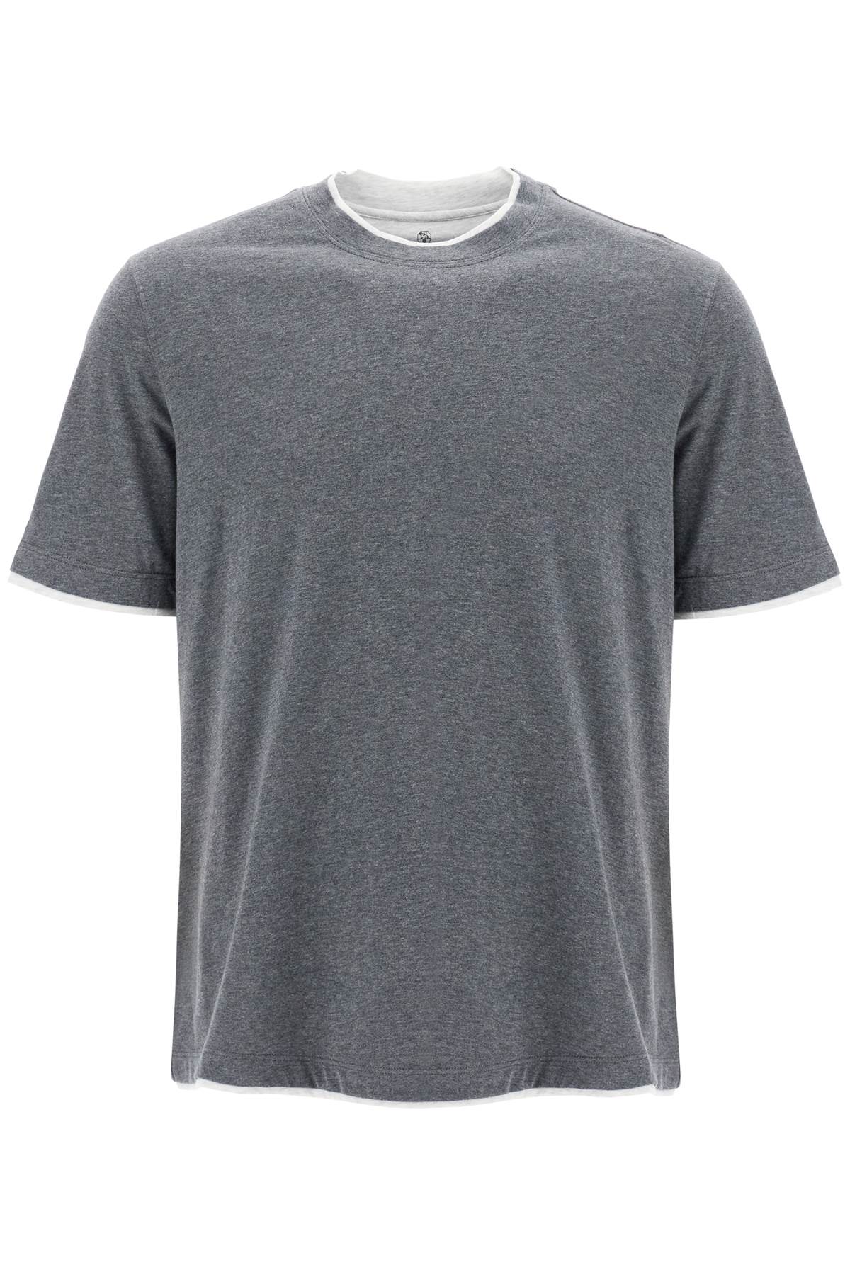 Shop Brunello Cucinelli Layered-effect T-shirt In Piombo+perla (grey)