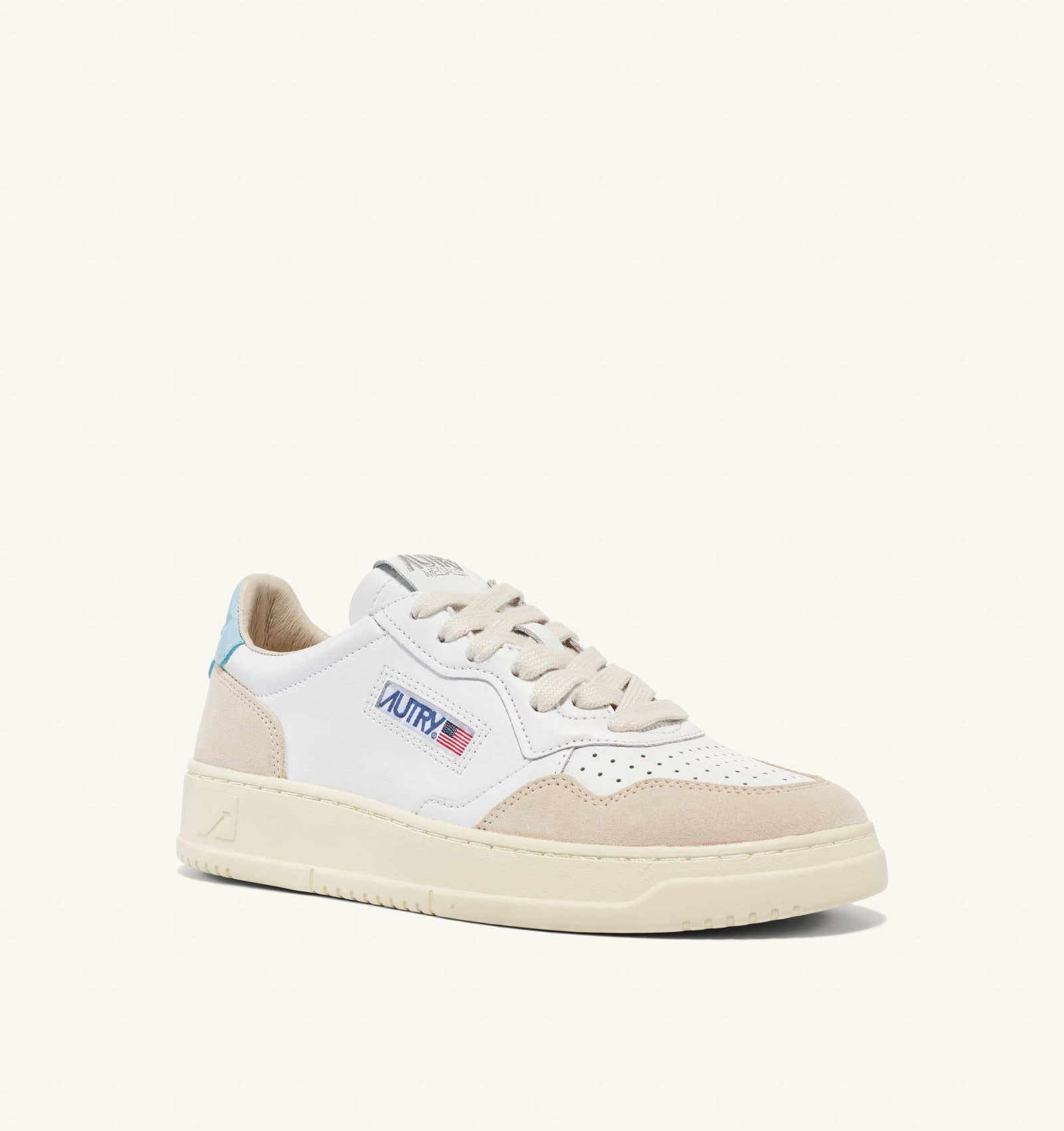Shop Autry Medalist Low Leat Suede In White St Blue