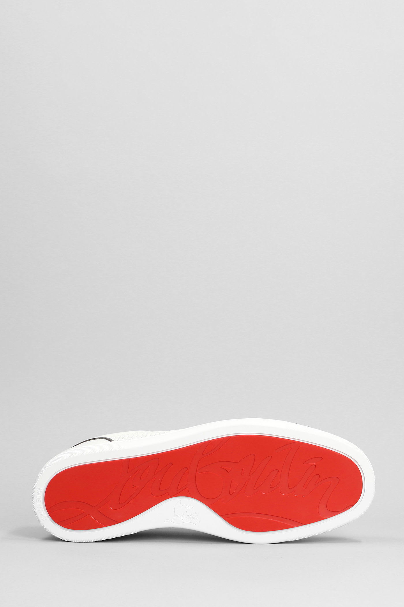 Christian Louboutin Louis Junior Spikes Sneakers In White Suede And Leather In Multi