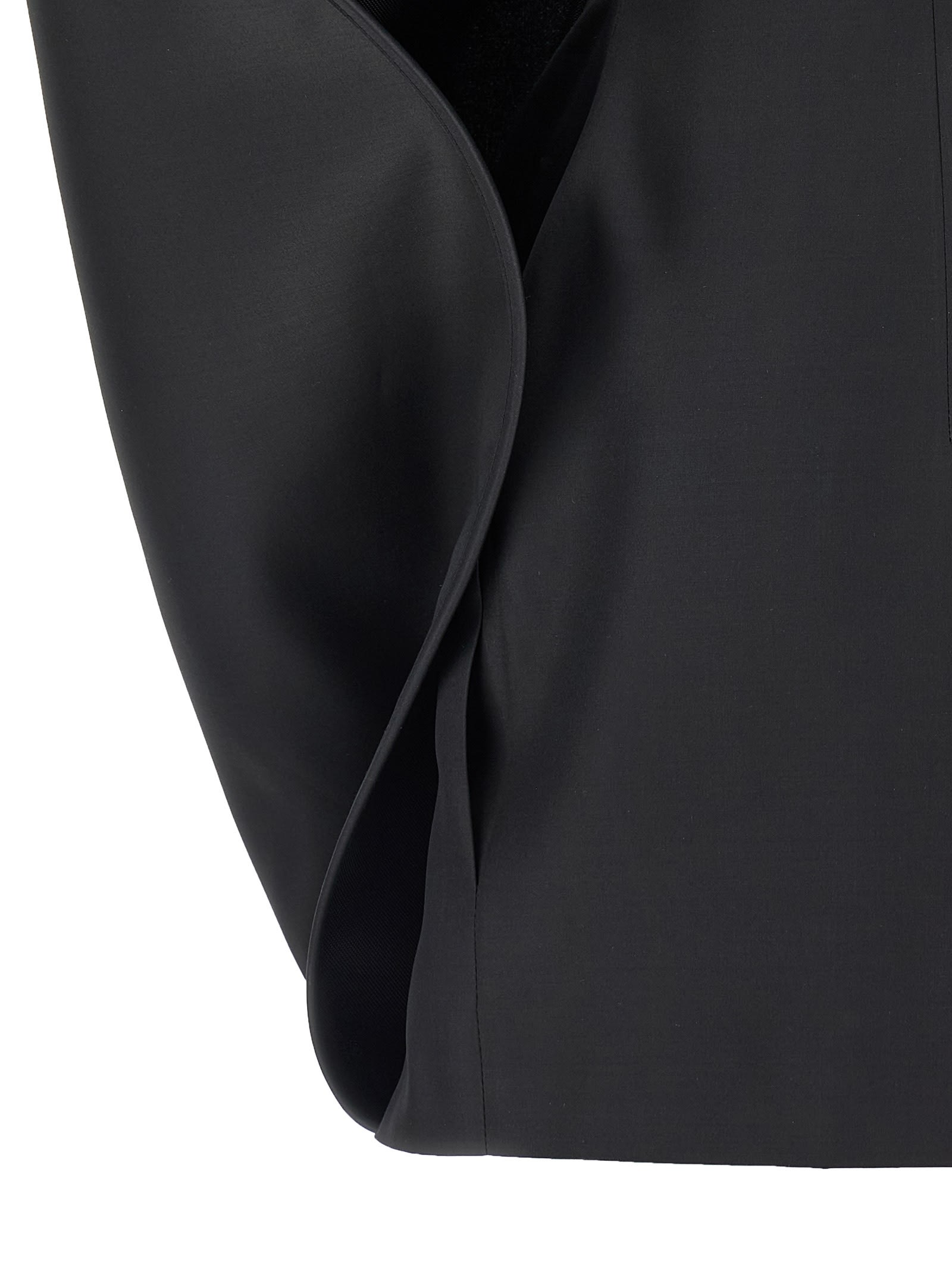 Magda Butrym Structured Satin Mini Dress In Black