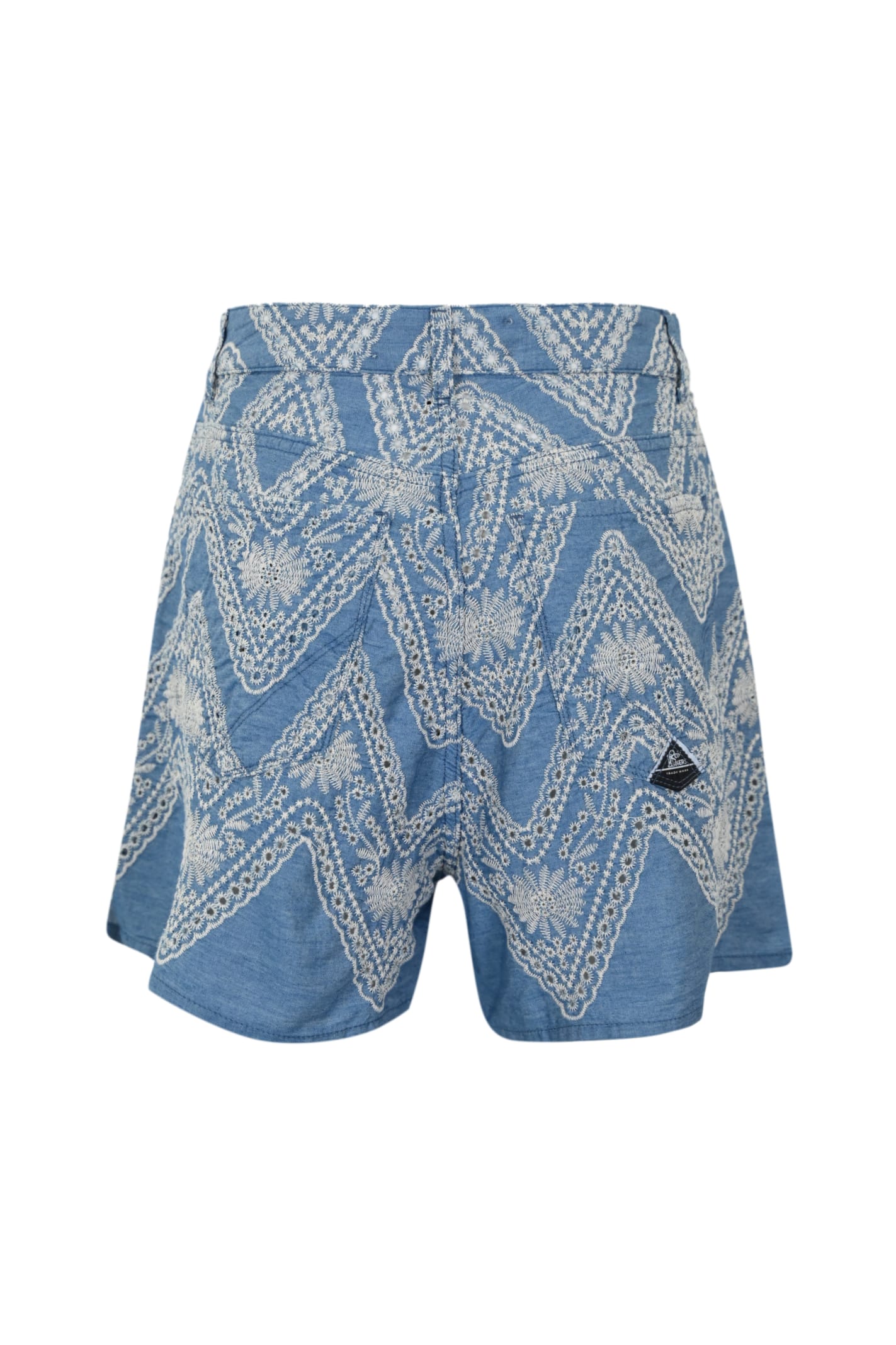 Shop Roy Rogers Old Glory Chambray Embroidery Shorts In Washed Indigo