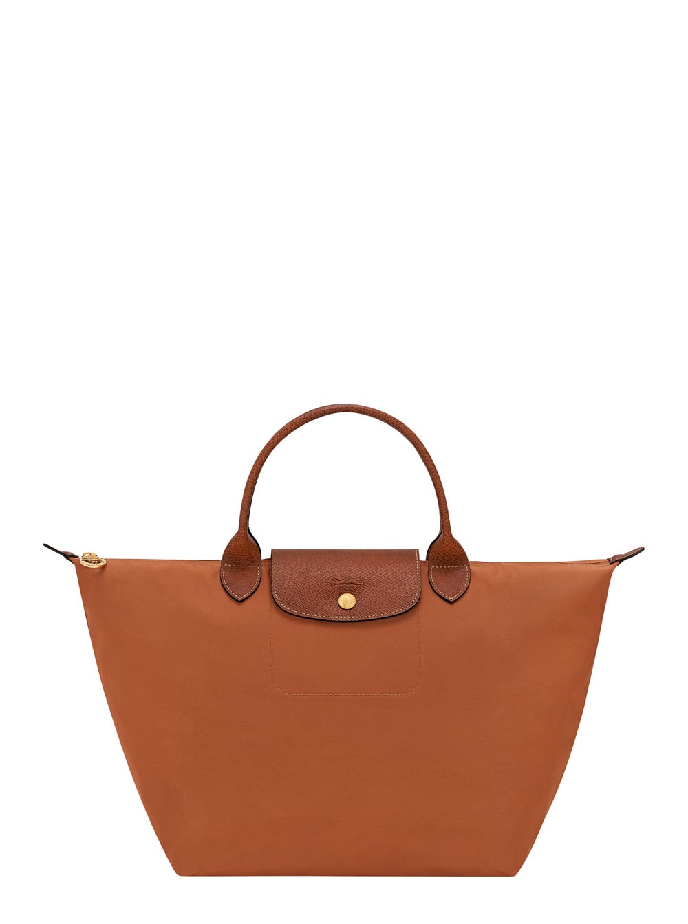 Longchamp Le Pliage Original Brown Medium Handbag With Embossed Logo In Canvas Woman