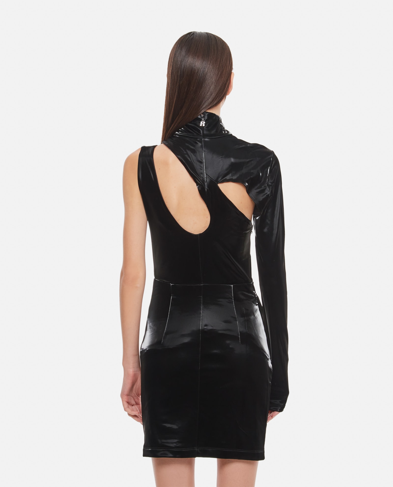 Rotate Birger Christensen Black One Shoulder Minidress With Cutouts In Black