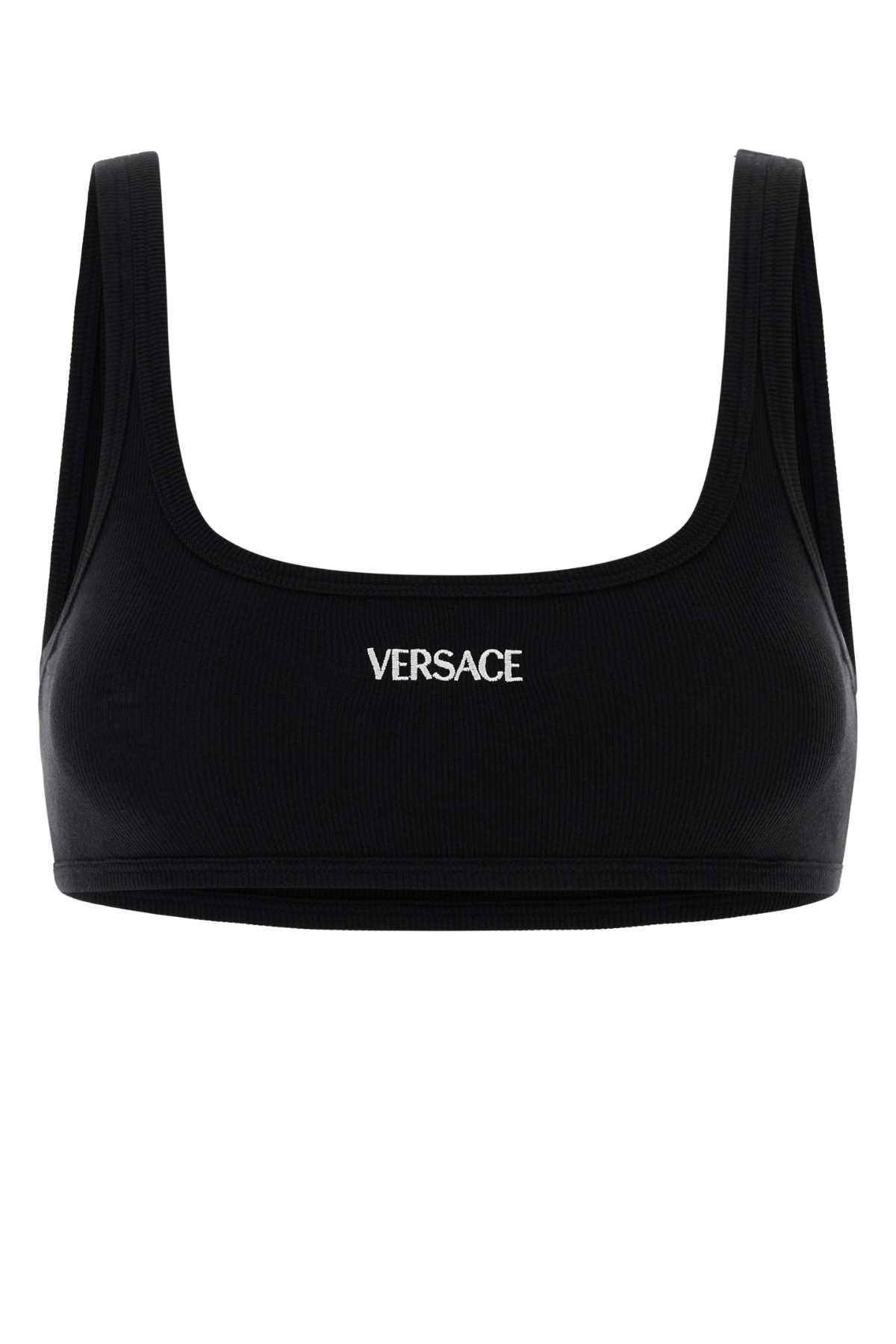Versace Black Stretch Cotton Bra